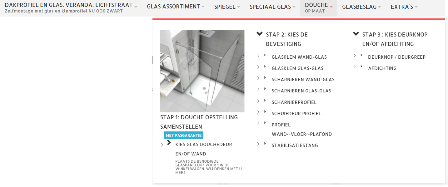 menu douche op maat